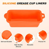 2 Pack Reusable Silicone Grease Cup Liners, Heat Resistant Drip Tray Inserts for 17, 22, 28 and 36 Inch Griddles, Orange