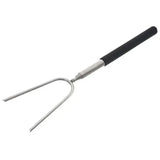 Telescopic Campfire Roasting Fork, Double Prongs, Stainless Steel, Rotating Handle, for Camping, Picnics and Outdoor Cooking, Black