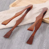Wood Food Tongs Wooden Serving Clamp for Grill Bread Dessert Pastry Kitchen Use, for Home Cooking, Baking and Food Preparation, 26.5 cm