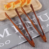 Wood Food Tongs Wooden Serving Clamp for Grill Bread Dessert Pastry Kitchen Use, for Home Cooking, Baking and Food Preparation, 26.5 cm