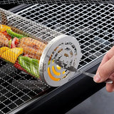 2 Pack Stainless Steel Rolling Grill Baskets with Hooks and Forks for Vegetables, Seafood, Camping and Home BBQ, Silver, 31 cm and 21 cm In Australia - Darrahopens