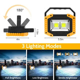 30W Rechargeable LED Work Light, 2000 Lumen Portable USB Battery Lamp with 3 Modes for Camping, Hiking, Garage and Car Repair, Orange