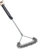 Grill Brush with Stainless Steel Bristles, 3 Sided Heavy Duty Design and Ergonomic Handle for Charcoal Gas Electric Grills
