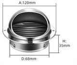 Round Vent Cover 304 Stainless Steel Louvered Air Vent Hood With Mesh Screen for Bathroom Kitchen Dryer RV 80 mm