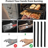 4 Pack Heat Resistant Oven Rack Guard Covers, Easy-Cut Burn Protection Sleeves for Kitchen and Family Use, Black, 36 cm