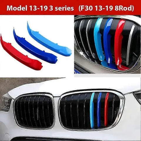 3 Pack ABS Kidney Grille Trim Covers, Snap-On M Colour Slats for BMW 3 Series F30 and 5 Series E60, F10 and F11