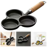 3 Cup Egg Frying Pan Non-Stick Iron Breakfast Omelet Skillet for Eggs Pancakes and Bacon, for Home, Garden and Everyday Use, Black