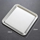 Stainless Steel Square Serving Tray, Food-Grade Decorative Plate for Parties, Buffets, Appetisers, Camping and Catering, 23 x 23 cm