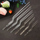 10 Pack Stainless Steel BBQ Food Tongs, Slim Serving Tweezers for Grilling, Cooking, Buffets and Food Preparation, Silver, 20 cm