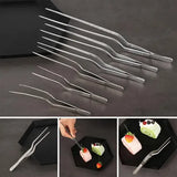 10 Pack Stainless Steel BBQ Food Tongs, Slim Serving Tweezers for Grilling, Cooking, Buffets and Food Preparation, Silver, 20 cm
