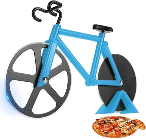 Bicycle Pizza Cutter Stainless Steel Double Wheel with Stand Cyclists Kitchen Pizza Party, for Home Cooking, Blue In Australia - Darrahopens