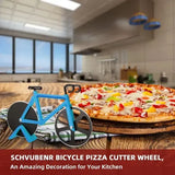 Bicycle Pizza Cutter Stainless Steel Double Wheel with Stand Cyclists Kitchen Pizza Party, for Home Cooking, Blue