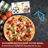 Bicycle Pizza Cutter Stainless Steel Double Wheel with Stand Cyclists Kitchen Pizza Party, for Home Cooking, Blue