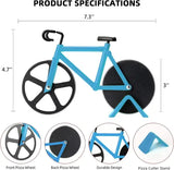 Bicycle Pizza Cutter Stainless Steel Double Wheel with Stand Cyclists Kitchen Pizza Party, for Home Cooking, Blue