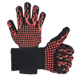 Heat Resistant Five Finger Grill Gloves with Cotton Lining and Non-Slip Grip for BBQ, Ovens and Outdoor Cooking, Black and Red In Australia - Darrahopens