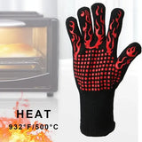 Heat Resistant Five Finger Grill Gloves with Cotton Lining and Non-Slip Grip for BBQ, Ovens and Outdoor Cooking, Black and Red In Australia - Darrahopens