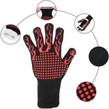 Heat Resistant Five Finger Grill Gloves with Cotton Lining and Non-Slip Grip for BBQ, Ovens and Outdoor Cooking, Black and Red In Australia - Darrahopens