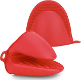 1 Pair Thick Silicone Air Fryer Pot Holders, Heat Resistant Mini Oven Mitts for Grilling, Baking and Cooking, Red In Australia - Darrahopens