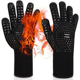 Heat Resistant Aramid BBQ Grill Gloves with Silicone Grip, Cut Resistant Design for Cooking, Baking and Outdoor Grilling, Black In Australia - Darrahopens