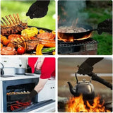 Heat Resistant Aramid BBQ Grill Gloves with Silicone Grip, Cut Resistant Design for Cooking, Baking and Outdoor Grilling, Black In Australia - Darrahopens