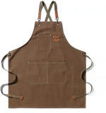 Grill Apron With Adjustable Cross Back Strap and 3 Pockets for Men and Women Cooking Baking Restaurant Gardening Brown