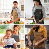 Grill Apron With Adjustable Cross Back Strap and 3 Pockets for Men and Women Cooking Baking Restaurant Gardening Brown