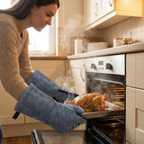 Heat Resistant Leather BBQ Gloves with Insulated Lining for Grilling, Ovens, Fireplaces and Welding, Easy Wear Design, Grey, 40 cm