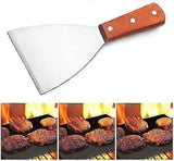 Stainless Steel Griddle Scraper with Wooden Handle for Teppanyaki, BBQ Grills, Cooktops and Kitchen Cleaning, 21 cm