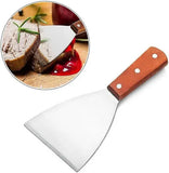 Stainless Steel Griddle Scraper with Wooden Handle for Teppanyaki, BBQ Grills, Cooktops and Kitchen Cleaning, 21 cm