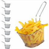 8 Pack Stainless Steel Mini Fry Baskets, Serving Holders for Fries, Snacks, Restaurants, Pubs, Catering and Party Food