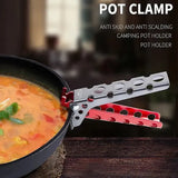 Aluminum Pot Gripper Foldable Lightweight Cooking Handle Clamp for Camping Kitchen Cookware Black 12.5 cm