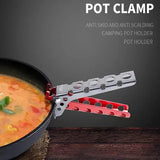 Aluminum Pot Gripper Foldable Lightweight Cooking Handle Clamp for Camping Kitchen Cookware Black 12.5 cm