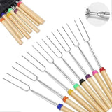 8 Pack Telescopic Marshmallow Roasting Sticks with Stainless Steel Forks, Wooden Handles and Carry Bag for Camping and Fire Pits In Australia - Darrahopens