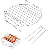 8 Inch Stainless Steel Air Fryer Accessory Rack Set with Double Layer Stand and Skewers, Compatible with Philips XL Air Fryers