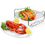 8 Inch Stainless Steel Air Fryer Accessory Rack Set with Double Layer Stand and Skewers, Compatible with Philips XL Air Fryers In Australia - Darrahopens