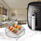 8 Inch Stainless Steel Air Fryer Accessory Rack Set with Double Layer Stand and Skewers, Compatible with Philips XL Air Fryers