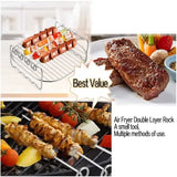 8 Inch Stainless Steel Air Fryer Accessory Rack Set with Double Layer Stand and Skewers, Compatible with Philips XL Air Fryers