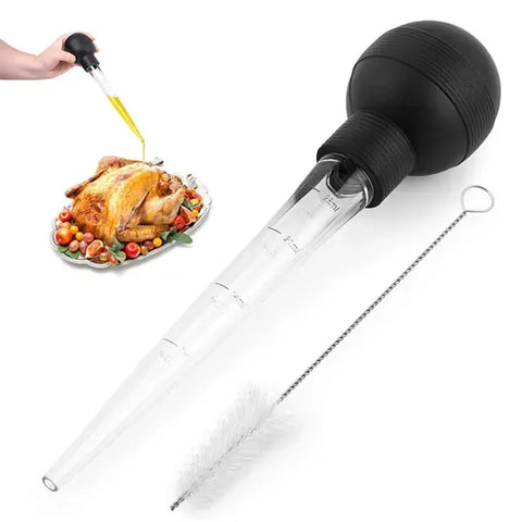 Turkey Baster with Cleaning Brush, Food-Grade Heat Resistant Marinade Injector for Roasting, Grilling and Oven Cooking, Black In Australia - Darrahopens