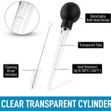Turkey Baster with Cleaning Brush, Food-Grade Heat Resistant Marinade Injector for Roasting, Grilling and Oven Cooking, Black