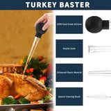 Turkey Baster with Cleaning Brush, Food-Grade Heat Resistant Marinade Injector for Roasting, Grilling and Oven Cooking, Black