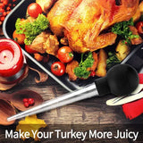 Turkey Baster with Cleaning Brush, Food-Grade Heat Resistant Marinade Injector for Roasting, Grilling and Oven Cooking, Black