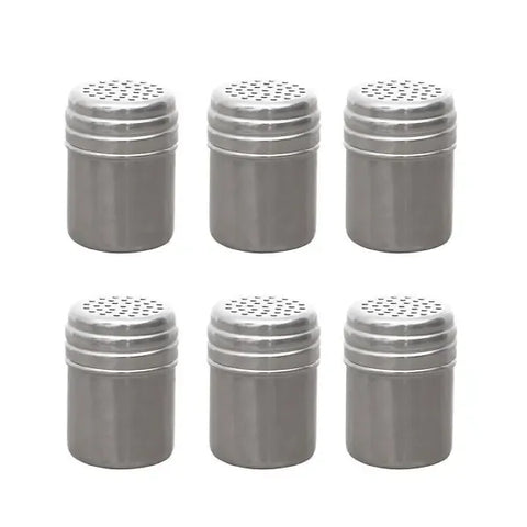 6 Pack Metal Spice Shaker Jars with Dustproof Lids for Pepper, Sugar and Seasonings, Kitchen and Outdoor Grill Use, Silver, 5 x 5 x 7 cm In Australia - Darrahopens