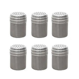 6 Pack Metal Spice Shaker Jars with Dustproof Lids for Pepper, Sugar and Seasonings, Kitchen and Outdoor Grill Use, Silver, 5 x 5 x 7 cm