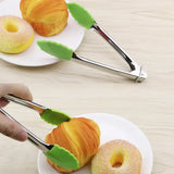 3 Piece Mini Silicone Cooking Tongs Set with Stainless Steel Handles for BBQ, Salads, Grilling, Frying and Serving, Green, 18 cm