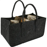 Felt Firewood Carrier Bag with Large Capacity Handles for Log Storage, Fireplaces, Camping and Household Use, Black, 50 x 25 x 25 cm