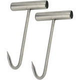 2 Pack Stainless Steel T Handle Meat Hooks for Butchers, Restaurants, Smoking, Grilling and Food Preparation, for Hanging Meat Safely