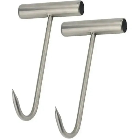 2 Pack Stainless Steel T Handle Meat Hooks for Butchers, Restaurants, Smoking, Grilling and Food Preparation, for Hanging Meat Safely