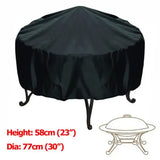 Round Fire Pit Cover, Waterproof UV Resistant Polyester Protection for Outdoor Patio Braziers and Garden Storage, Black, 76 x 30 cm