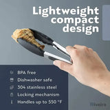 Stainless Steel Kitchen Tongs with Silicone Tips, Locking Non-Stick Cooking Tongs for BBQ, Salads, Grilling and Serving, 23 cm and 30 cm