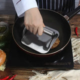 Stainless Steel Burger Press with Flat Base and Handle for Smash Burgers, Grills, Stovetops, Home Kitchens and Restaurants, Silver
